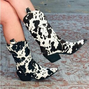Dingo Live A Little cow print cowboy boots Calf Hair Leather Western rodeo Sz 8